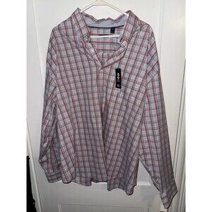 Izod Mens 2XB All-Over Stretch Comfort+ Performance Plaid Button Down Shirt